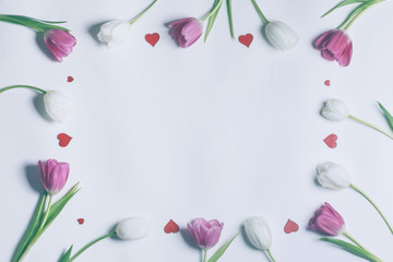 Obraz na płótnie Canvas Frame made of colourful tulips