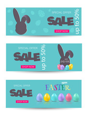 Happy Easter, easter bunny, easter background, easter banners, easter flyer, design. Copy space text area vector illustration