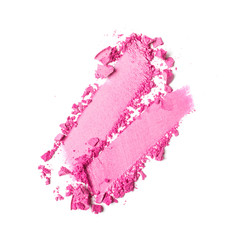 Smear of bright pink eyeshadow isolated on white