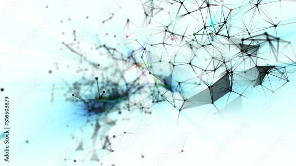 Aufkleber abstract animated background made of connected moving particles. 3d render