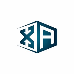 Fototapeta premium XA monogram logo with hexagon shape and negative space style ribbon design template