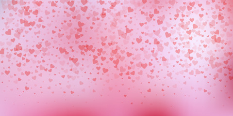 Red heart love confettis. Valentine's day gradient