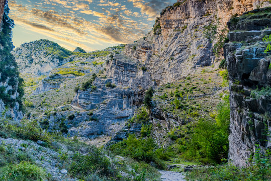 Sunset Canyon in the Mountains of Southern Italy