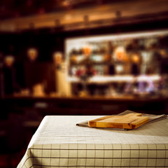 Desk of free space and fireplace in home interior 