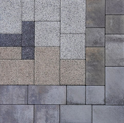 Concrete blocks for wall sidewalk or pavement different colors and shapes