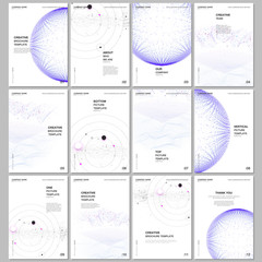 A4 brochure layout of covers design templates for flyer leaflet, A4 format brochure design, report, presentation, magazine cover, book design. Big data visualization. Futuristic technology background.