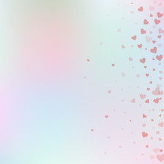 Red heart love confettis. Valentine's day gradient