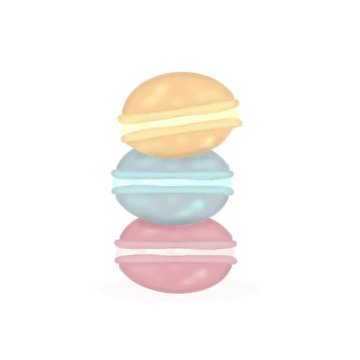 cute colorful hand drawn macaroons stack illustration on white isolated background