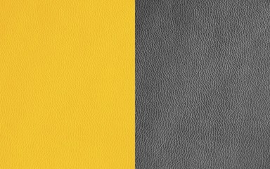 Fototapeta premium Genuine Leather. Two colors. Black and yellow. Graphite and gray. Leather texture material.