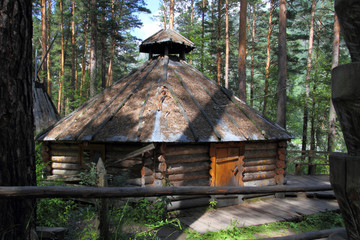 Traditional housing with the name ail in the mountains of Altai in Siberia