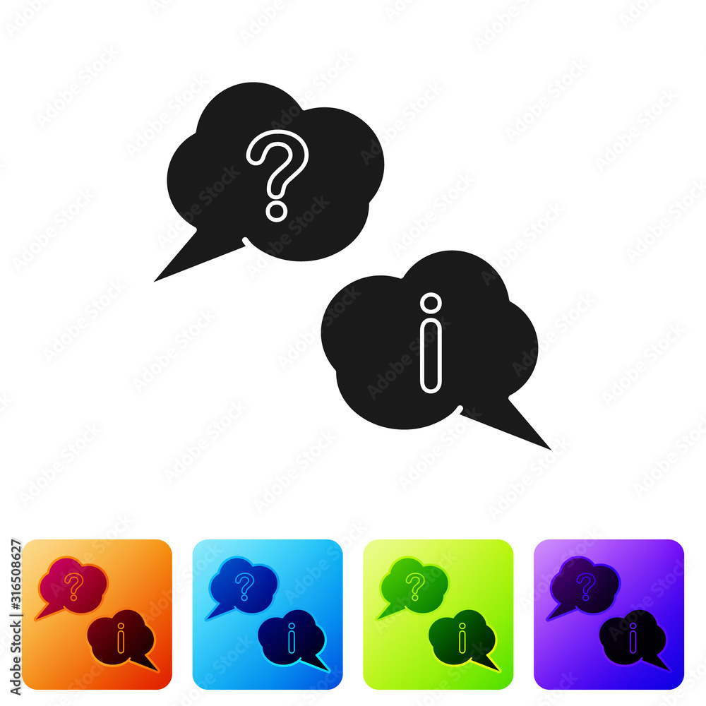Poster black speech bubbles with question and exclamation icon isolated on white background. faq sign. copy