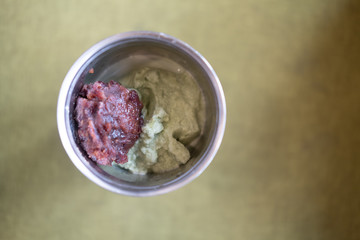Green tea frappe with red bean