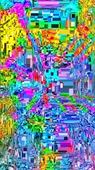 Colorful glitch art geometric shapes background .3d illustration.