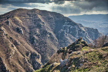 Canyon and Abandoned Village in the Mountains of Southern Italy