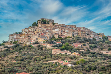 Fototapeta na wymiar Ancient Hilltop Village in Southern Italy on a Sunny Day