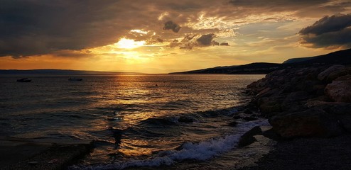 sunset over sea in croatia