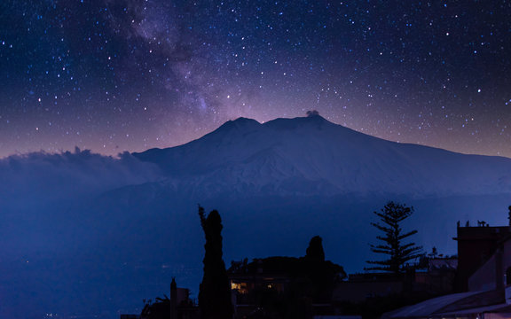 Starry Night over Mt. Etna in Sicily