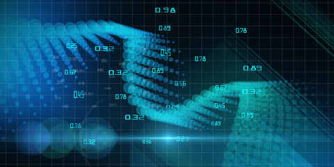 Abstract futuristic concept of wave data  flow. Quantum virtual cryptography. Business visualization of artificial intelligence. Big data.