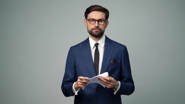 full hd video of young handsome stylish businessman - 4x slow motion