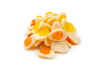 Eggs gummy candies. Top view. Jelly  sweets.
