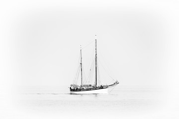 sailing ship on white background