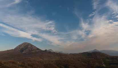 Landscapes of Molise. Rocchetta al Volturno. Medieval village of Rocchetta Alta. View from the...