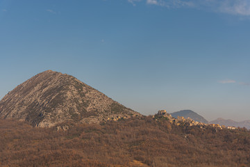Landscapes of Molise. Rocchetta al Volturno. Medieval village of Rocchetta Alta. View from the...