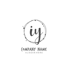 Handwritten initial letter I Y IY for identity and logo. Vector logo template with handwriting and signature style.