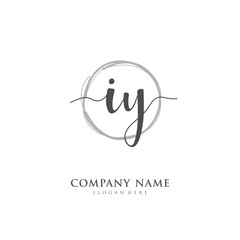 Handwritten initial letter I Y IY for identity and logo. Vector logo template with handwriting and signature style.