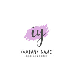 Handwritten initial letter I Y IY for identity and logo. Vector logo template with handwriting and signature style.