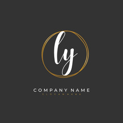 Handwritten initial letter L Y LY for identity and logo. Vector logo template with handwriting and signature style.