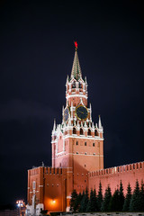 Fototapeta na wymiar Moscow, Russia. Spasskaya Tower at night on Red Square.