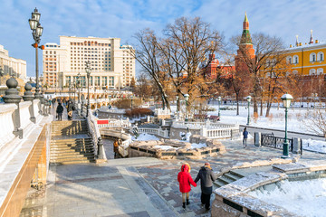winter view of the Alexander park in Moscow, Russia