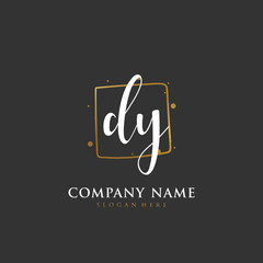 Handwritten initial letter D Y DY for identity and logo. Vector logo template with handwriting and signature style.