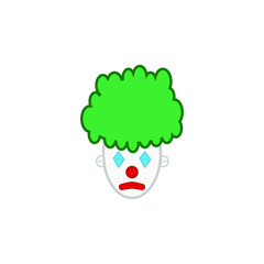 clown shaped vector icon with sad face