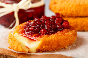 fried camembert with cranberry sauce
