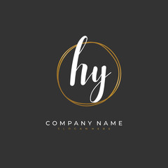 Handwritten initial letter H Y HY for identity and logo. Vector logo template with handwriting and signature style.