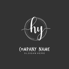 Handwritten initial letter H Y HY for identity and logo. Vector logo template with handwriting and signature style.