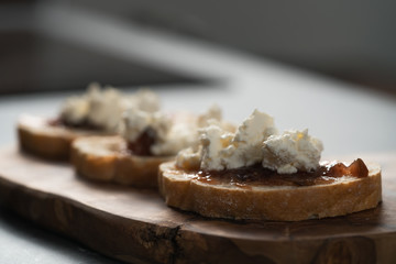 Bruschetta with ricotta and fig jam