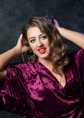 Girl draped in velvet