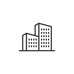 Building icon in flat style. Town skyscraper apartment vector illustration on white isolated background. City tower business concept.