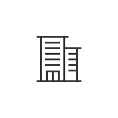 Building icon in flat style. Town skyscraper apartment vector illustration on white isolated background. City tower business concept.