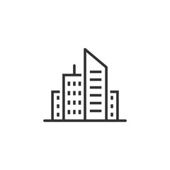 Building icon in flat style. Town skyscraper apartment vector illustration on white isolated background. City tower business concept.