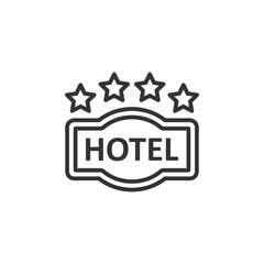 Hotel 4 stars sign icon in flat style. Inn vector illustration on white isolated background. Hostel room information business concept.