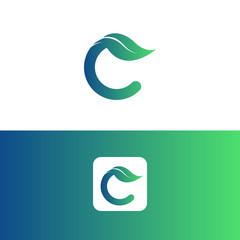 letter C and leaf logo vector, Eco Logo Design. Letter C Vector