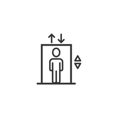 Elevator icon in flat style. Lift vector illustration on white isolated background. Passenger transportation business concept.