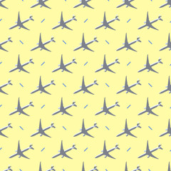 airplane on yellow background. pattern. vector illustration