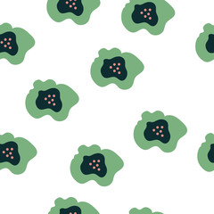 Seamless vector modern pattern with blue flowers on the white background. Vector illustration for wallpaper, postcard, invitation, greeting card, textile, clothes etc.