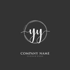 Handwritten initial letter Y YY for identity and logo. Vector logo template with handwriting and signature style.