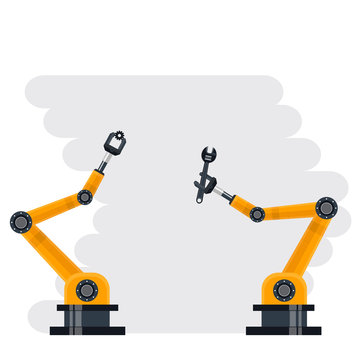Industrial robot. Robot automaton. Vector illustration